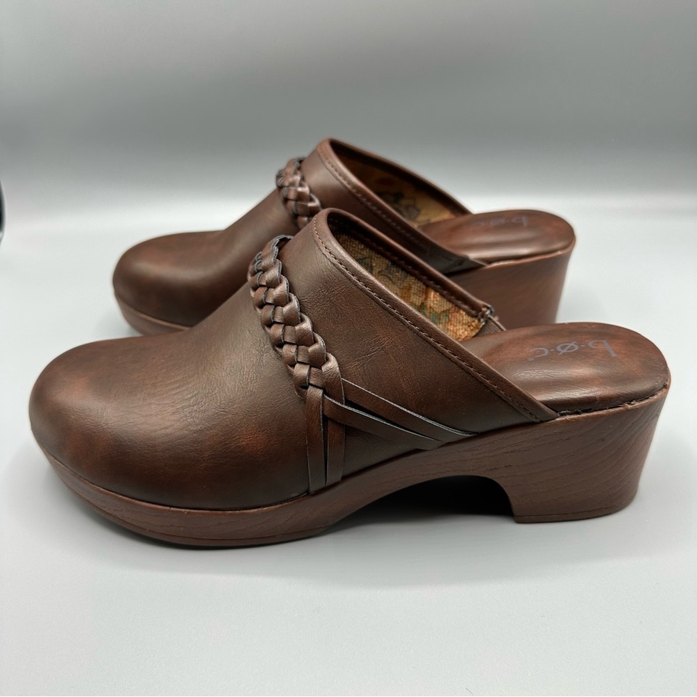 B.O.C. Journi Brown Faux Leather Clogs Women’s Size 11 M